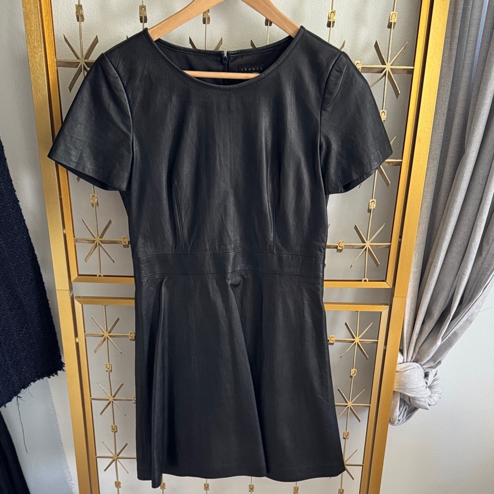 Theory Black Leather Dress